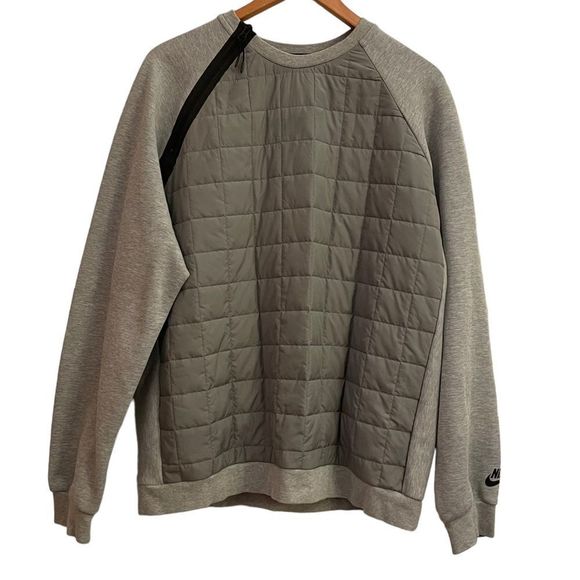 Nike Sweaters - Nike Grey and Black Crewneck ZipUp Pullover Sweater with Quilt Front Detail Lrg